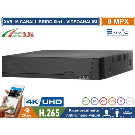 ENVIO AML2-816 DVR/XVR IBRIDO AI 16 CANALI 4K ULTRA HD 8MP 6 IN 1 HUMAN DETECT FACE RECOGNITION CLOUD P2P (1/3)