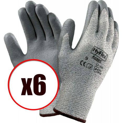 Lot de 6 paires de gants de travail en lycra et kevlar Hyflex 11-630 EN388 anti coupure Taille - Taille 9 (1/4)