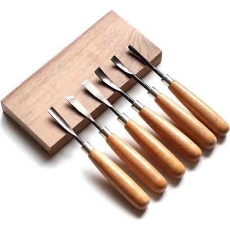 Lot de 6 Outils de Gravure - Couteau Sculpture sur Bois - Ciseaux à Bois pour Charpentiers Sculpteurs Professionnels