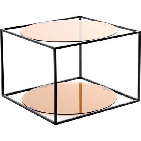 Tavolino da salotto Cody a cubo in metallo e vetro (1/3)
