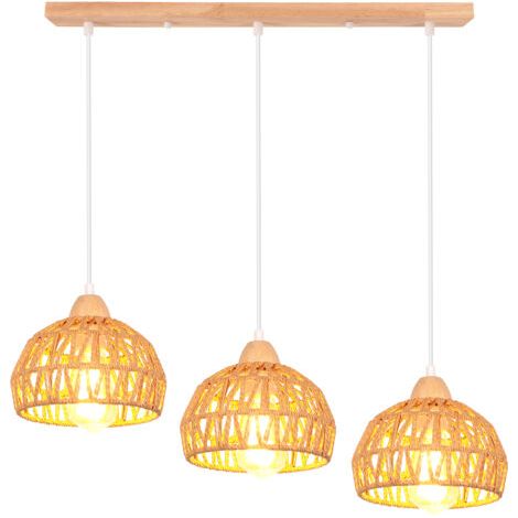 royaluxe- Suspension luminaire rétro 3 lumières – Plafonnier en corde de chanvre – Hauteur 17 cm – Compatible ampoules E27 jusqu'à 60W – Norcks (1/5)