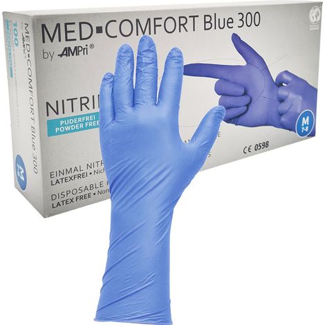 Nitrilhandschuhe, Größe M, blau, Ampri Blue 300, 100 Stück (1/5)