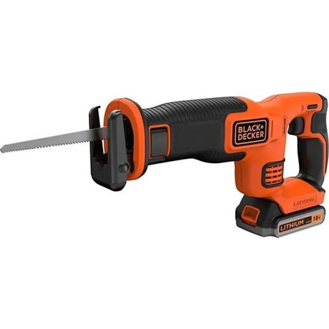 BLACK+DECKER - Sierra sable inalámbrica 18V, 1 batería 4,0 Ah Li-Ion, cargador BDCR18M1-QW