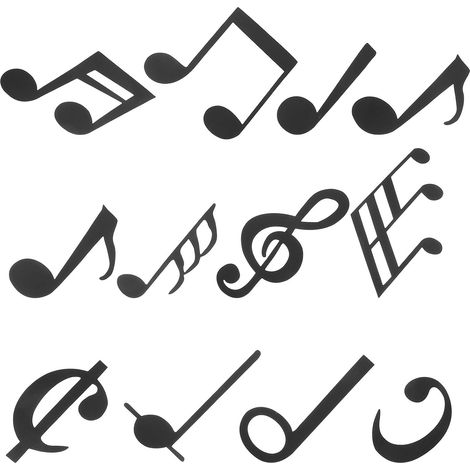 Autocollants Muraux Décoratifs et Wall Stickers Notes de Musique en Papier Noir 12pcs Faciles à Appliquer et Amovibles pour Ambiance Artistique Décoration Café (1/5)