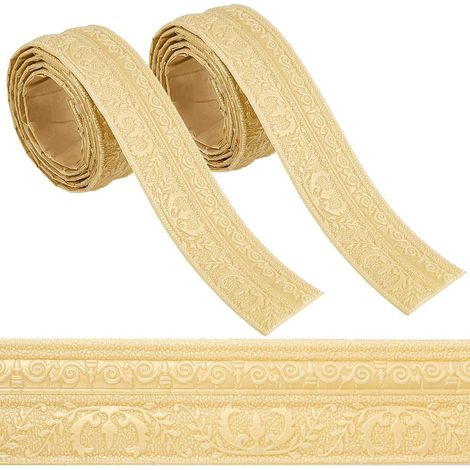 2 Rouleau 2.3mX8cm de Bordure de Miroir Flexible pour Mur de Mocassin Lignes de Cadre Moulure de Couronne Plinthe Bordure de Papier Peint en Mousse Auto Adhésive 3D pour Meubles de Maison