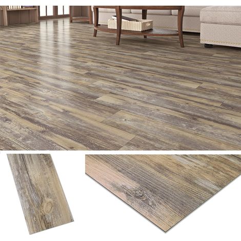 Dalle PVC Adhesive Sol Bois Rustique 90x15CM Dalles Adhesives PVC Sol Interieur 36-Pièces Imperméable Lino Sols Adhesif Salle de Bain Cuisine Parquet Adhesif Sols Chambre Toilette Carrelage (1/5)