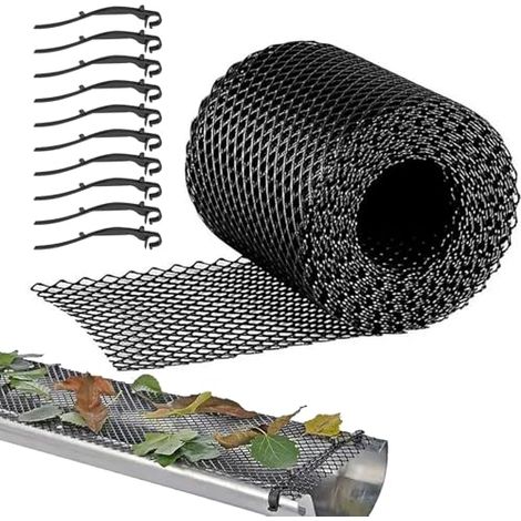 Gutter guard 8m x 18cm – leaf protection grille for gutters, plastic grille against leaves and dirt, including 10 fasteners – weatherproof, cuttable, easy installation, marten protection