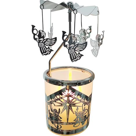 Chandelier Rotatif Porte Bougie Les Anges Carrousel Bougie De Lampe à Thé Rotative Tournante Bougie pour Cadeaux (1/5)