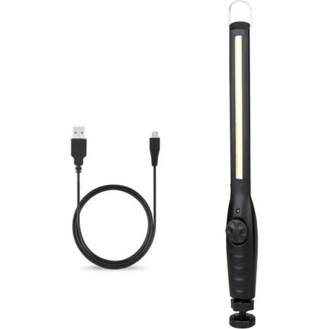 Lampe torche de travail LED rechargeable USB, 1 barre lumineuse, veilleuse tactile LED (noire)