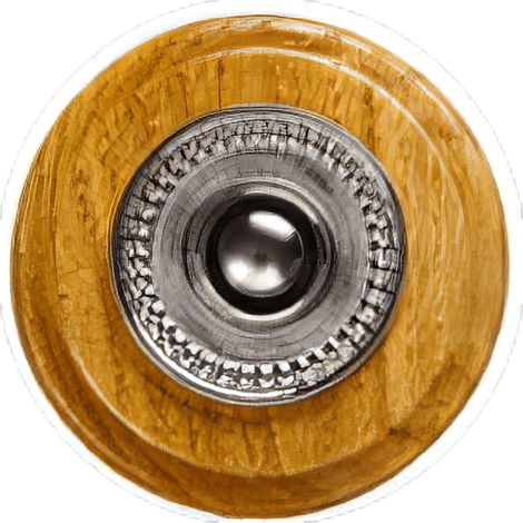 Sonnette Fougeres filaire bois chêne rond collerette perlée chrome (1/2)