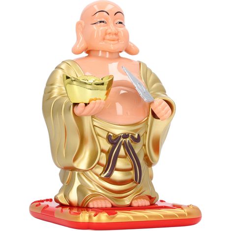 Grande statuette de Bouddha Maitreya riant, figurine à tête solaire vibrante, ornement bouddhiste amusant pour tableau de bord de voiture (1/5)