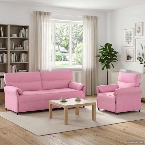 vidaXL Juego de Sofá 2 uds. Rosa Tela (1/5)