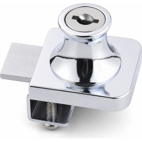 Serrure Vitrine Coulissante sans Perçage Argent pour Porte Verre (1/5)