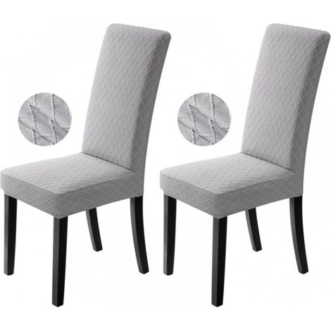 Housses de chaise extensibles,lavables et amovibles, adaptées aux restaurants, bureaux, hôtels, mariages (2 pièces, gris clair) (1/5)