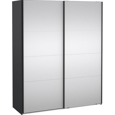 Catania Schiebetürenschrank 2 Türen mit Spiegel 180x220cm matt grau. (1/5)