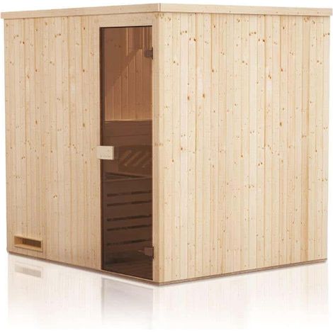 FinnTherm Innensauna Cenik Innensauna 2 Sitzbänke aus Holz , Saunakabine mit 40 mm Wandstärke, Dampfsauna mit Montagematerial (1/2)