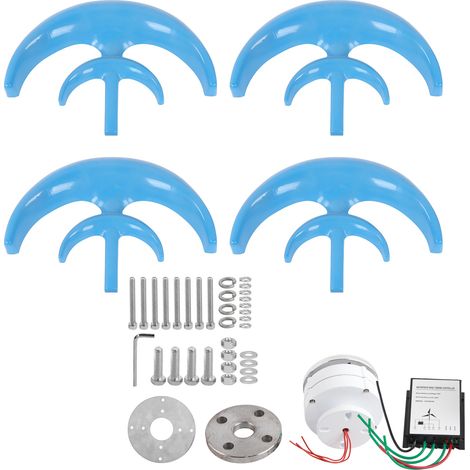 Éolienne 4 pales double étage type lanterne, générateur éolien 1200W 24V, pièces d'assemblage pour kit de montage (1/5)