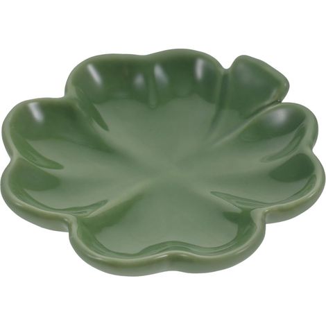 Plateau Bijoux en Céramique Vert Trèfle 3.6 Pouces Organisateur Bagues Colliers Accessoires Maison Table Maquillage (1/5)