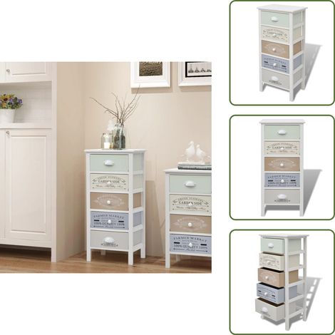 Mueble estilo francés - vidaXL Mueble de almacenaje estilo francés con 5 cajones madera - Mueble de campo