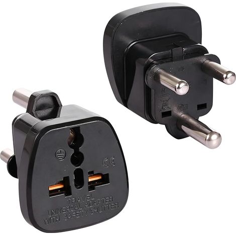 Voyage Type M Prise à la Terre pour Big Afrique du Sud ZA Adaptateur de Prise (Pack de 2) (1/3)