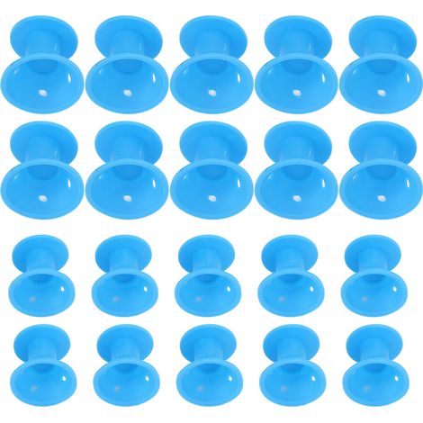 Lot de 20 bigoudis souples en silicone de différentes tailles, réutilisables, pour coiffer les cheveux des femmes (bleu). (1/5)