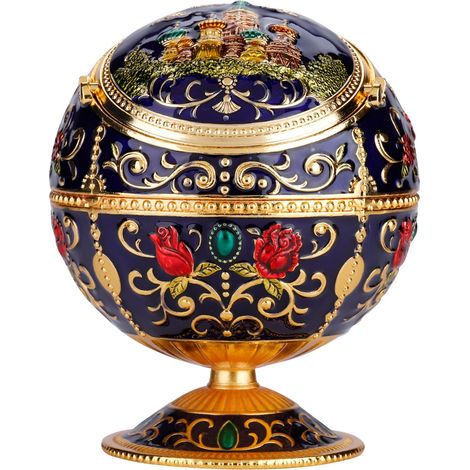 Globe terrestre créatif en métal de style européen avec couvercle, boîte de rangement pour cendrier, objet de décoration artisanale. (1/5)