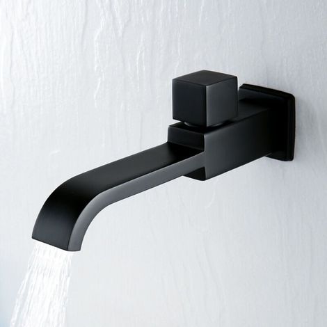 1 Robinet mural, laiton noir mat, anti-oxydation, eau froide, cuisine salle de bain (1/4)