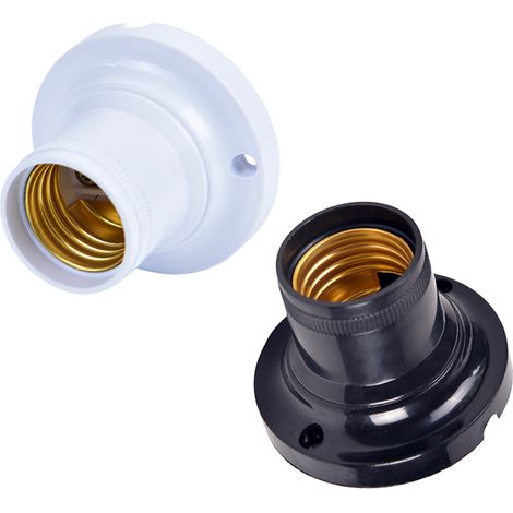 BASE PORTALAMPADA E27 IN TERMOPLASTICA - SCELTA TRA NERO E BIANCO CON FORI DI FISSAGGIOColore portalampada E27 Nero