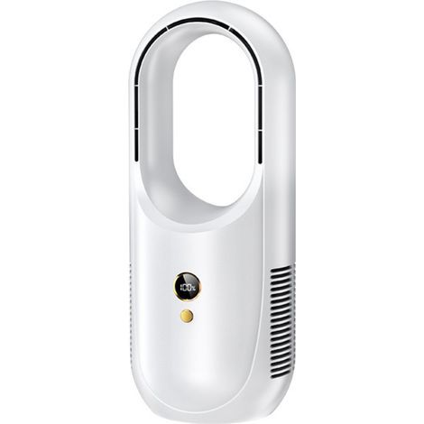 Portable bladeless table fan, USB powered, 6 speeds, quiet operation, with LED panel, for bedroom, home, office (white) (1/5)