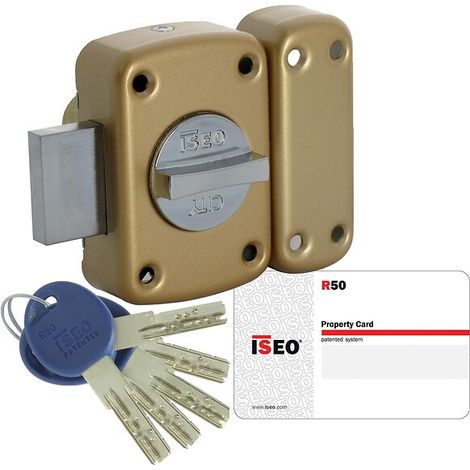 Iseo City – Verrou à bouton haute sûreté 45 mm – 5 clés protégées – Cylindre renforcé – Sécurité optimale contre effraction