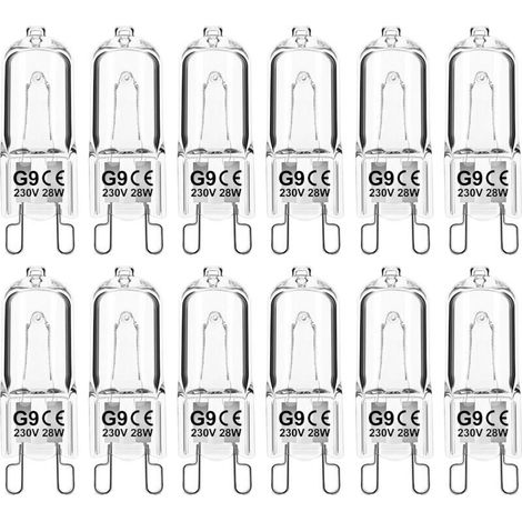 Ampoule G9 28W 230V Dimmable Blanc Chaud, Halogène Tolérance 300°C Pour Four Micro-ondes Cuisinière Plafonniers, Lot de 12 [Classe énergétique G] (1/5)