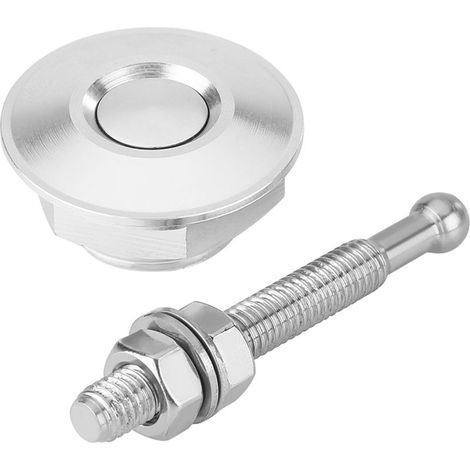 Kit de Verrouillage Rapide pour Capot de Voiture - Fermeture à Bouton-Poussoir Universelle (Argent) (1/3)