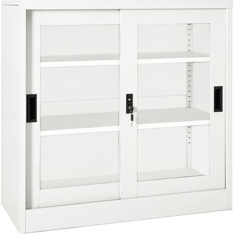 Schrank mit Schiebetür Weiß 90x40x90 cm Stahl