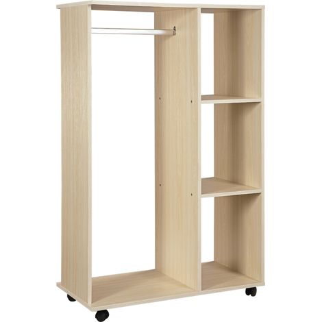 Armoire penderie mobile en panneaux de particules couleur chêne clair pour un rangement pratique et élégant (1/5)