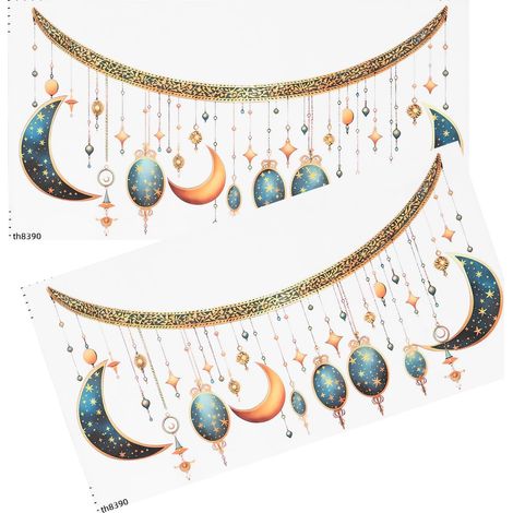 Stickers muraux islamiques Eid Mubarak étoiles et croissant (1/5)