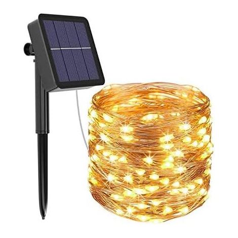 Solar Lights Garland Outdoor, 12m 120 LED Solar Lights 8 Modes Waterproof Outdoor Solar Guinguette Garland Decoration for Garden Patio Courtyard Christmas Wedding Party Warm White Halloween Christmas (1/5)