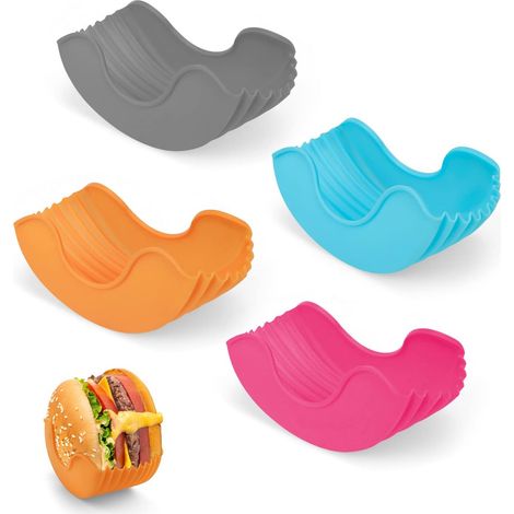 Lot de 4 supports extensibles en silicone pour hamburgers, réutilisables pour sandwichs, donuts et burgers, accessoire de cuisine