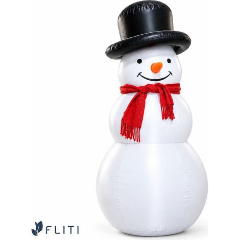 FLITI Bonhomme de Neige Gonflable Lumineux en PVC, Décoration de Noël Festive avec Écharpe Rouge et Chapeau pour Jardin (1/5)