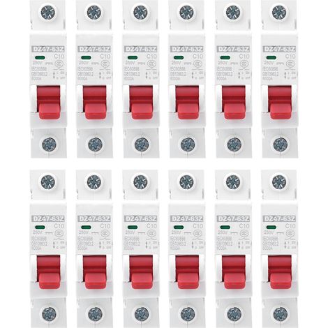 12pcs DZ47-63Z 1P DC250V 10A disjoncteur miniature, interrupteur de protection de circuit photovoltaïque, protection contre les surcharges (1/5)