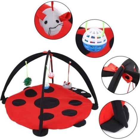 Tapis de Jeu Corbeille Jouets Balle Clochette Souris Plume Couchage Panier Coussin Chat Chaton Animal (1/3)