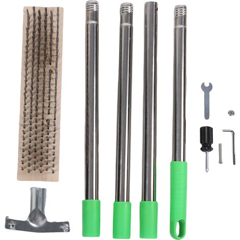 Brosse à récurer pour sol, tête de 30cm, manche de 1.6m de Long, fil en acier inoxydable, épurateur de mousse d'extérieur pour allée, terrasse, carrelage, ciment (1/5)