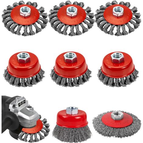 8pcs metal brush grinder for angle grinders, size M14, diameters of 80 mm and 120 mm, metal brush grinder for cleaning, removing rust, polishing and grinding.