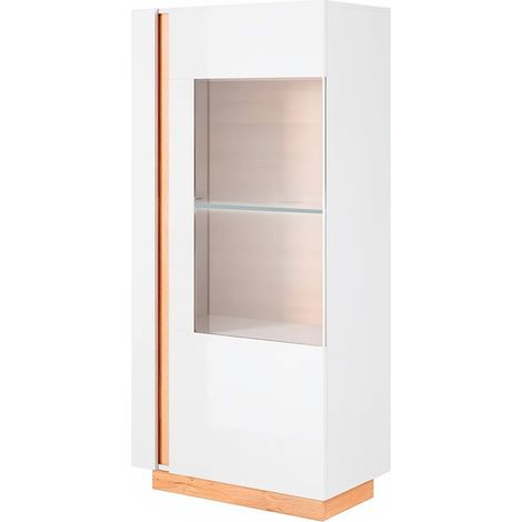 Credenza con vetrina moderna ripiani interni mobile soggiorno bianco e rovere