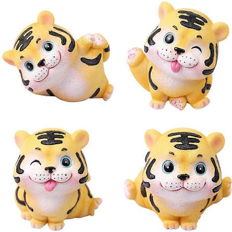 Stück niedliche Tiger-Harzstatuen, Mini-Tiere für Puppenfiguren und Skulpturen