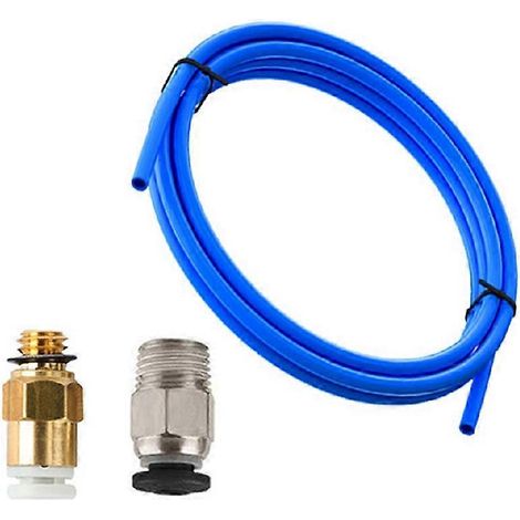Kit de actualización para impresora 3D con conectores neumáticos KJH04-M6 y PC4-01, tubo de PTFE de 1 m para extrusor Bowden de 1,75 mm, color azul.