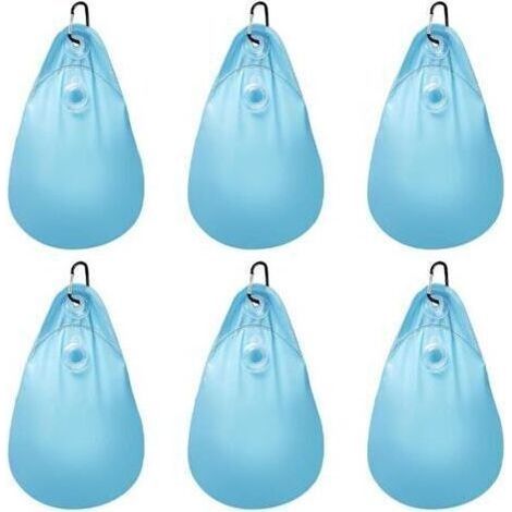 Juego de 6 bolsas de agua para cubiertas de piscina con ganchos, bolsas de agua resistentes para cubiertas de piscina, PVC, a prueba de fugas, bolsa colgante, rellenable, pesas para cubiertas de pisci (1/5)