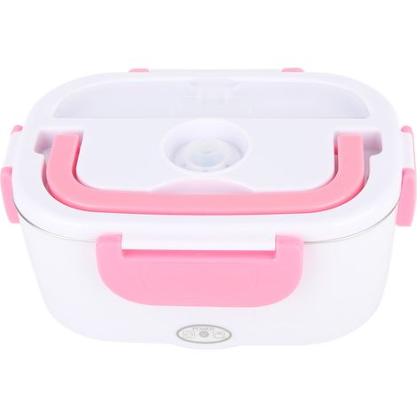 Boîte à lunch électrique 40 W 1,5 L, portable, chauffante, avec intérieur en acier inoxydable et cuillère intégrée, prise UE 110-220 V, rose (1/5)