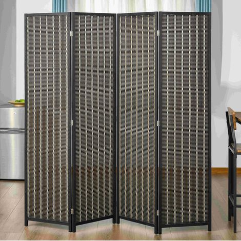 Biombo de 4 paneles 180 x 180 cm de bambú, plegable, marrón OKMYHOME (1/5)