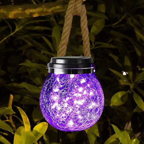 Lampes solaires, 1 paquet de lampes solaires décoratives à suspendre pour l'extérieur avec 30 lampes solaires étanches à LED Lampes solaires pour pot de jardin ((mauve)) (1/5)