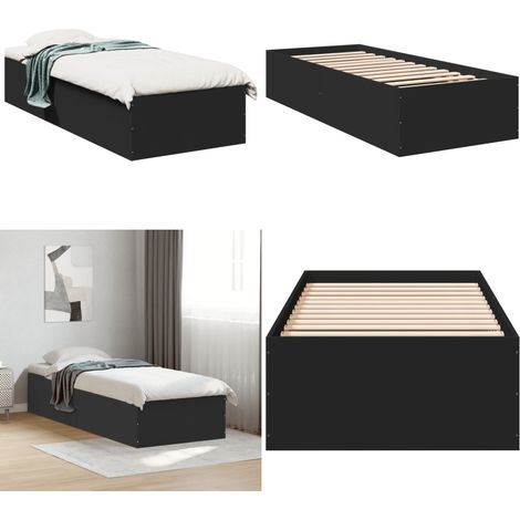 Cadre de lit sans matelas noir 90x190 cm - Cadre De Lit - Lit Double - Lit En Bois - Literie - Meuble De Chambre - Home & Living (1/5)
